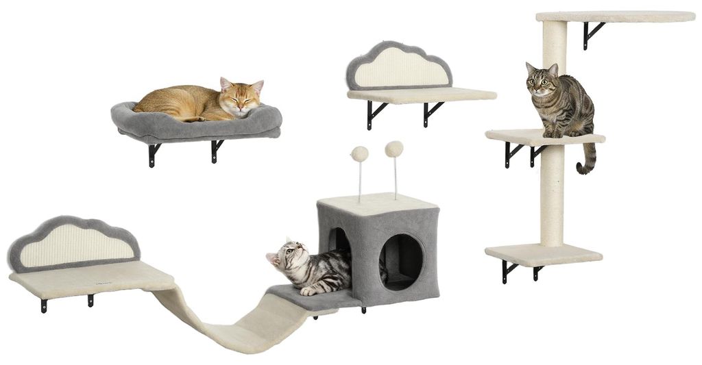 PawHut Klimmuur voor katten, 4-delig. Klimmuurset voor Productafbeelding 