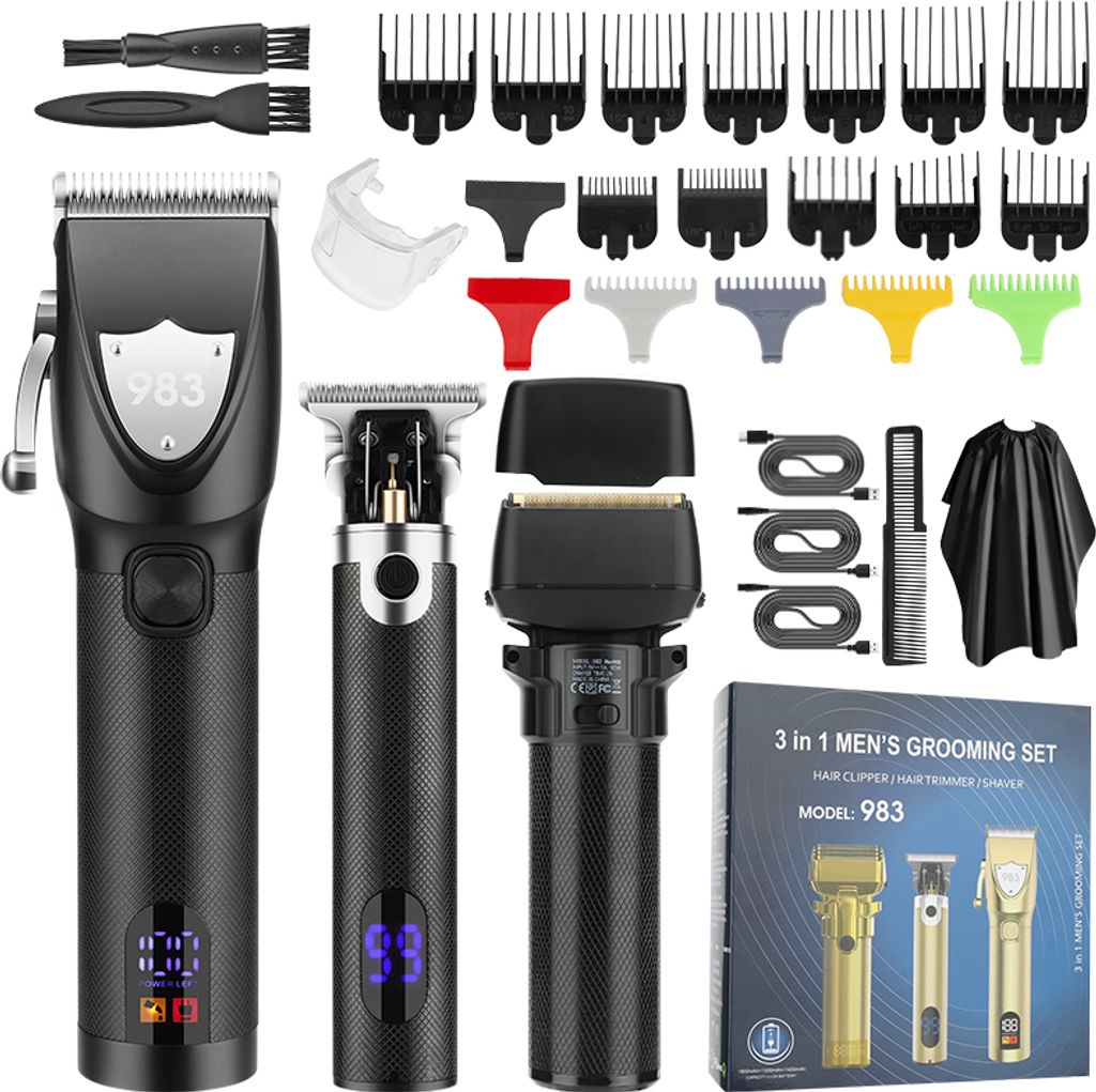INF Professioneller 3-in-1 Herren-Haarschneider-Set Schwarz