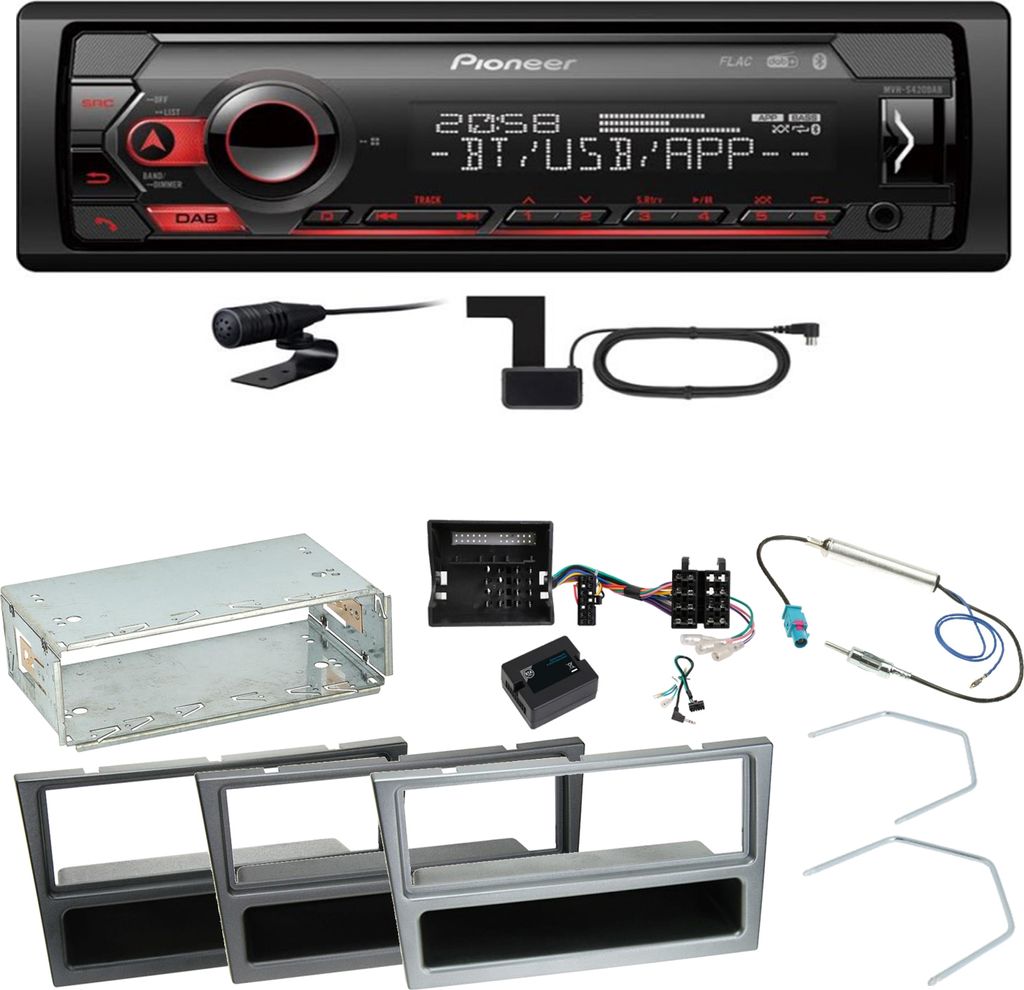 Pioneer MVH-S420DAB DAB+ USB MP3 Einbauset für Opel Vectra C Meriva Vivaro Combo