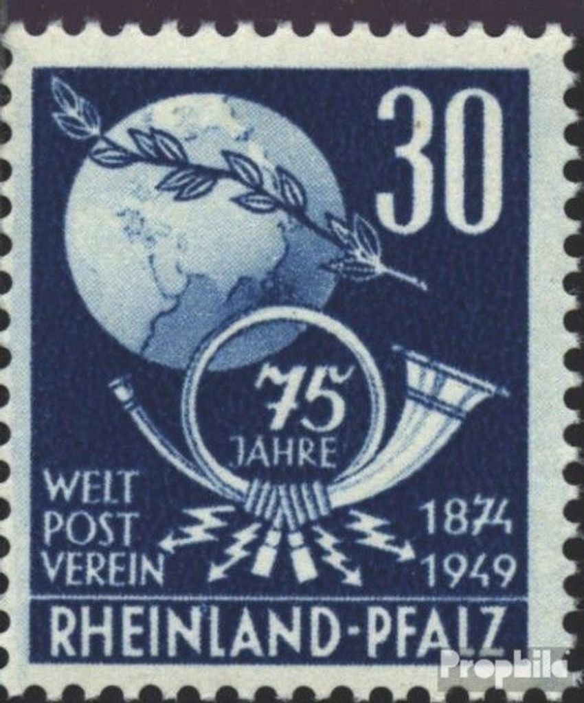 Briefmarken Franz. Zone-Rheinland Pfalz 1949 Mi 52 postfrisch 75 Jahre Weltpostverein
