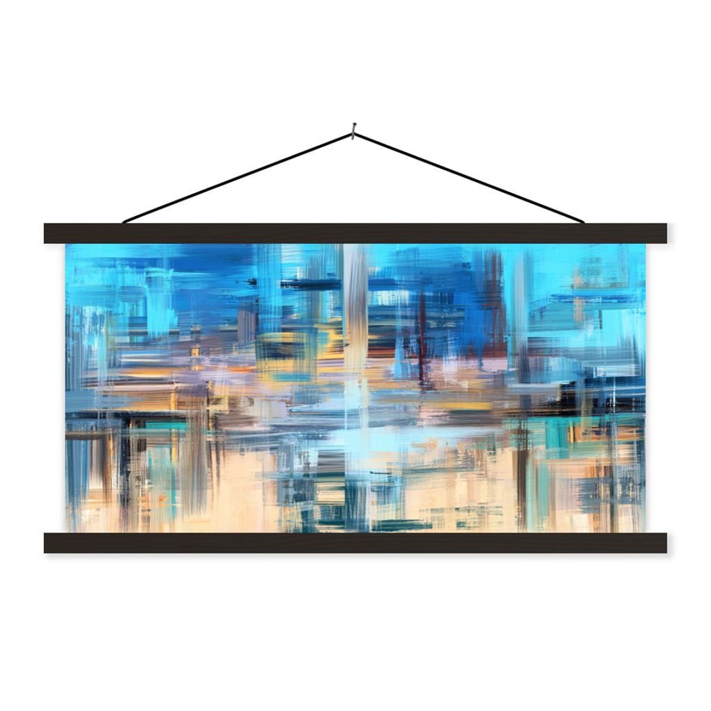 MuchoWow Textilposter Ölfarbe - Abstrakt - Malerei 150x75 cm mit schwarzem Rahmen - Posterleiste