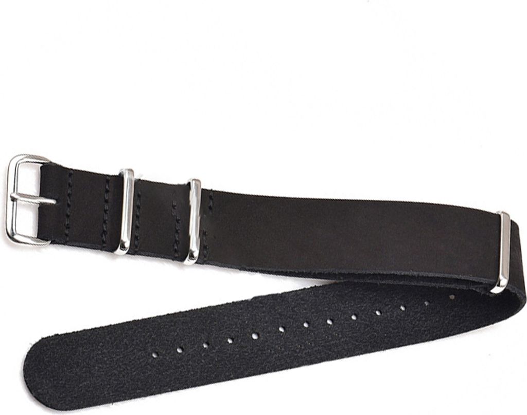 INF Schwarzes Lederarmband mit silberner Schnalle 18 mm