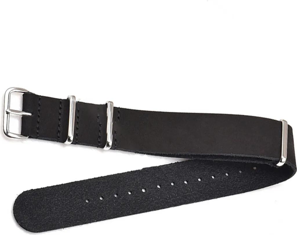Cinturino Orologio Ricambio 24mm Pelle Nera | Fibbia Argentata INF