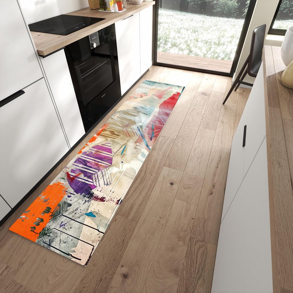 Küchenteppich 60x240cm rutschfest & abwischbar PVC Läufer - Abstrakte Kunst