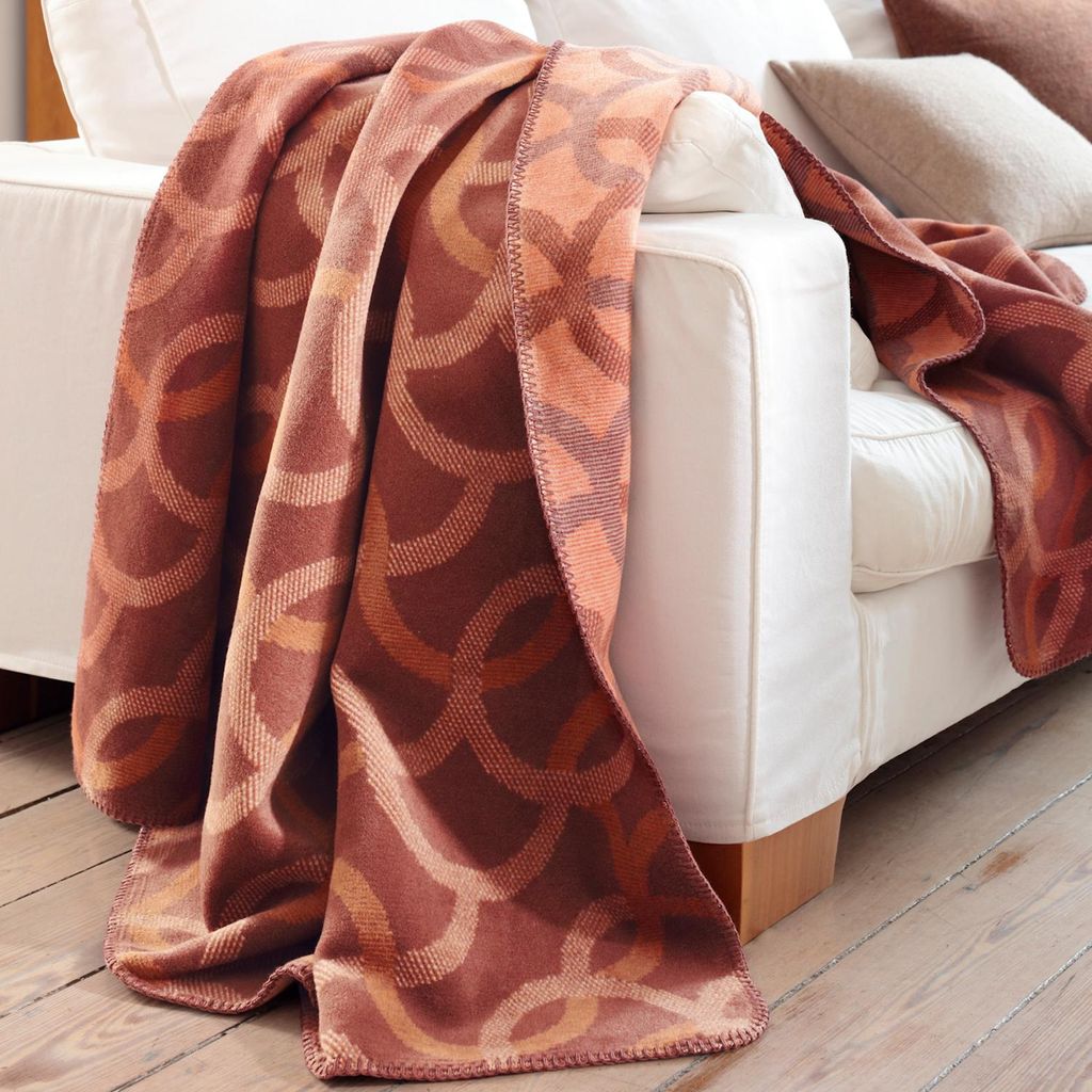 Biederlack ELLE Decoration Plaid Rings Farbe Terra Größe 150 x 200 cm