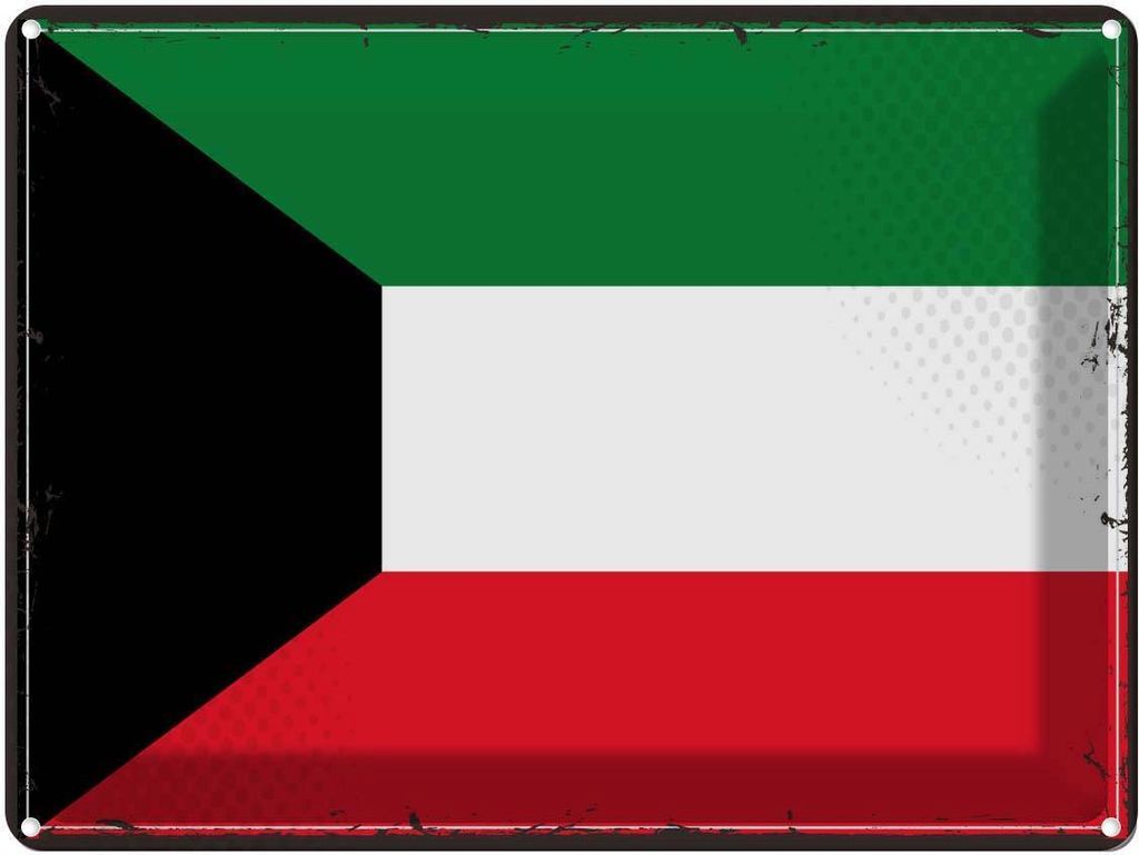 vianmo Blechschild 30x40 cm Kuwaits Retro Kuwait Flagge Fahne Wappen