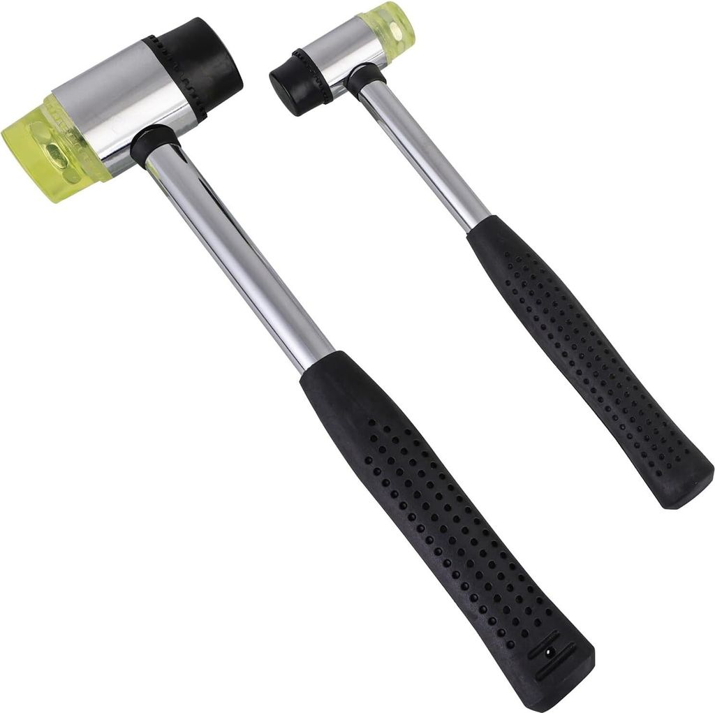 Schutzhammer doppelte Kopf Gummihammer 22 mm 35 mm - Stahlrohrgriff - rutschfester Handgriff - Holz Kunststoff Leder Kunsthandwerk.