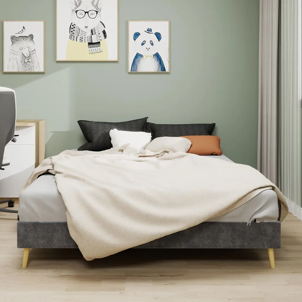 Sweiko Struttura Letto 140x200 Grigio Velluto Olandese - Design Minimal