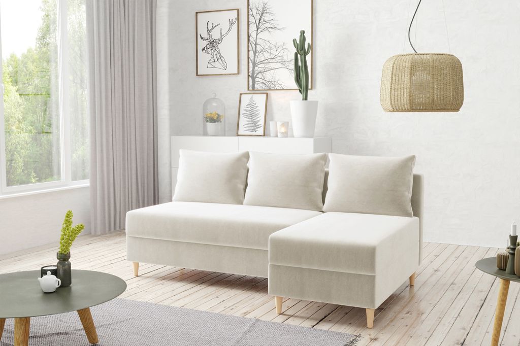 AX LIVING Ecksofa Klein Modern Farring 204 cm in Creme – Stil & Funktionalität