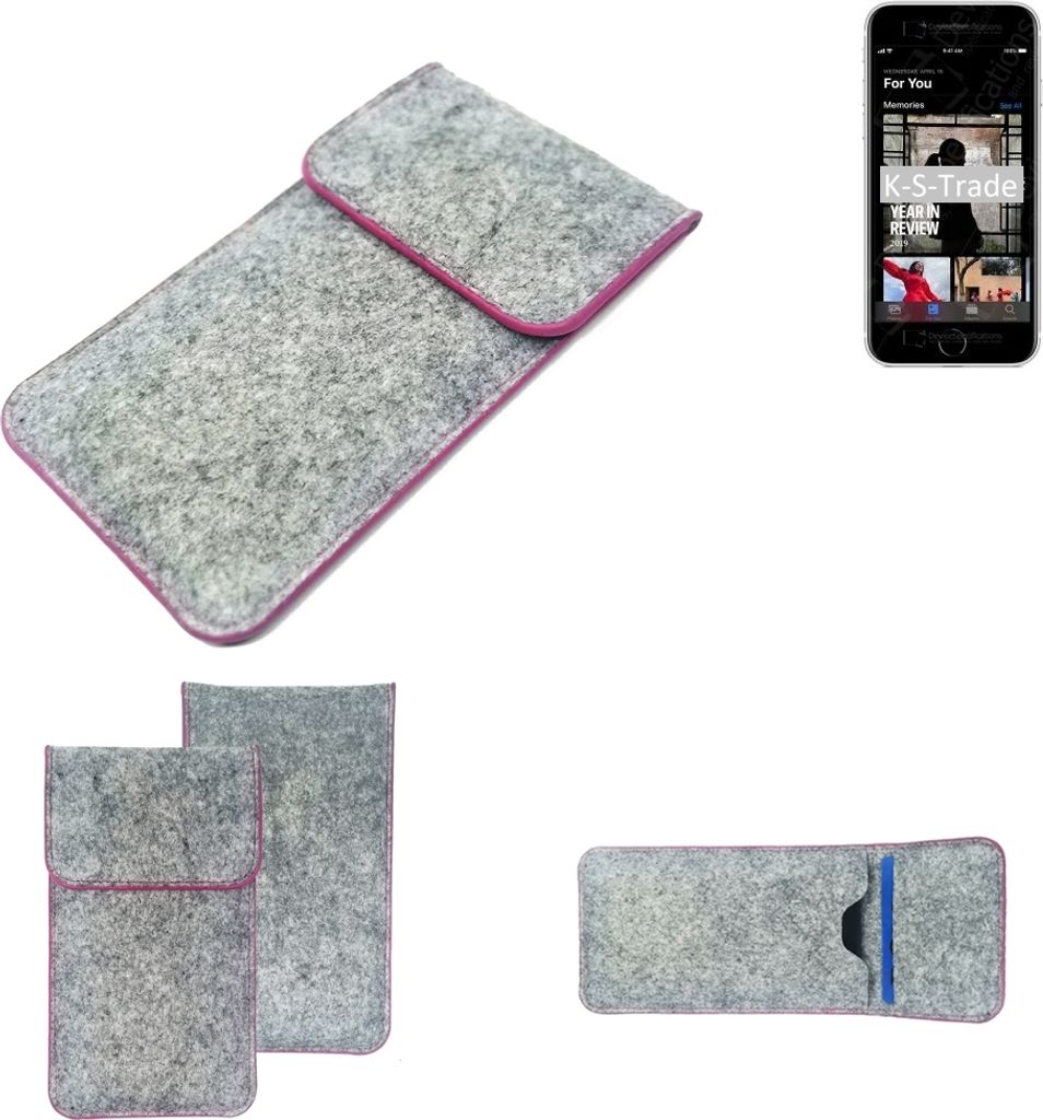 K-S-Trade Handy Schutz Hülle kompatibel mit Apple iPhone SE (2020) Schutzhülle Handyhülle Filztasche Pouch Tasche Case Sleeve Filzhülle hellgrau