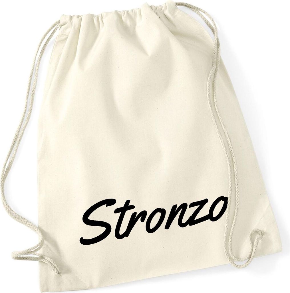 Huuraa Turnbeutel Stronzo italienisch Schriftzug 12 Liter Natural Baumwolle Rucksack Geschenkidee