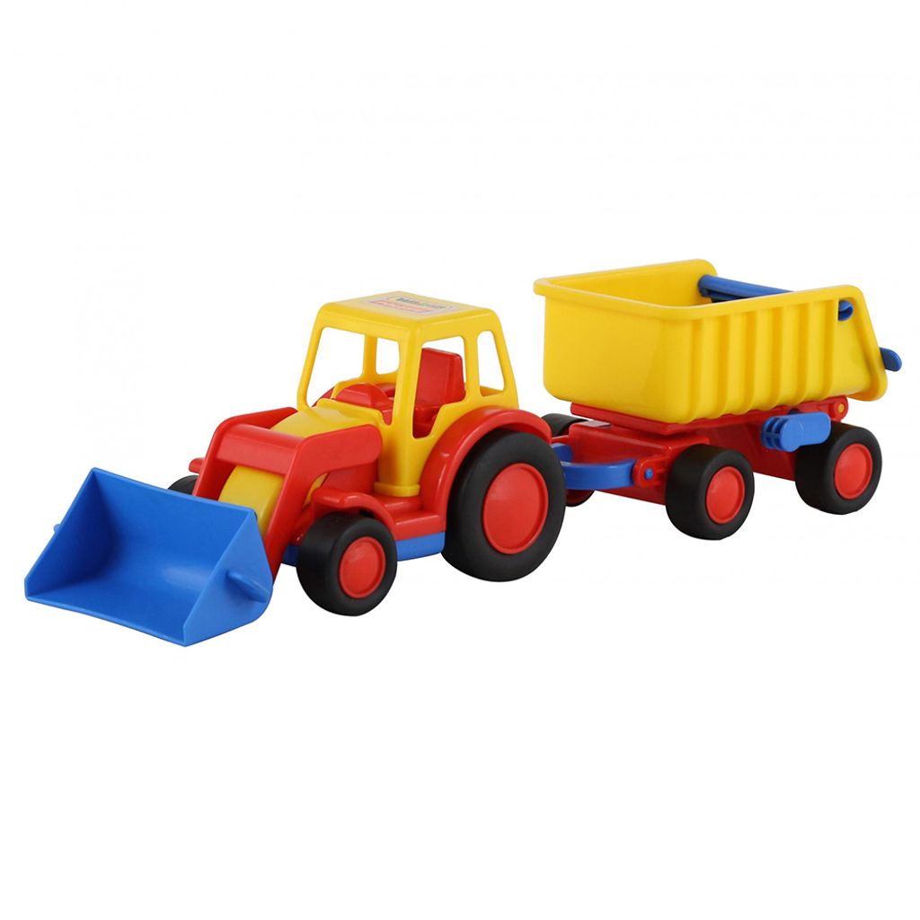 1 x Baumaschine mit Hänger Spielzeug Traktor Bauernhof Kinder Trecker Traktoren 