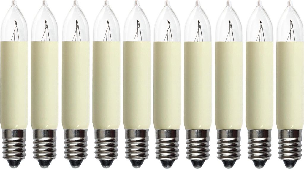 10 Stück Kleinschaftkerzen 14V 3W E10 Ersatzlämpchen für Weihnachtsbeleuchtung Lichterkette Schwibbogen Weihnachten