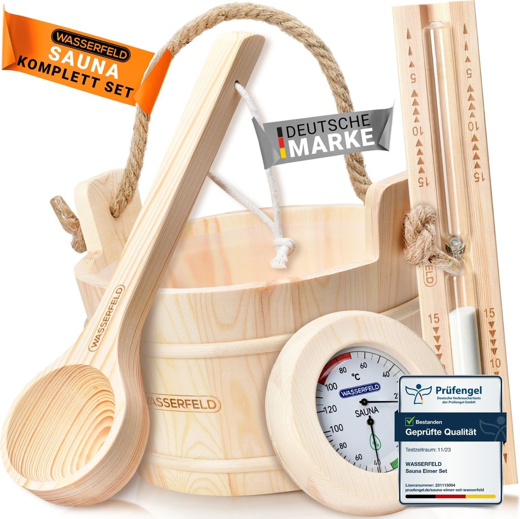 WASSERFELD® Sauna Eimer Set (4 Liter) - Hochwertiger Sauna Produktbild 