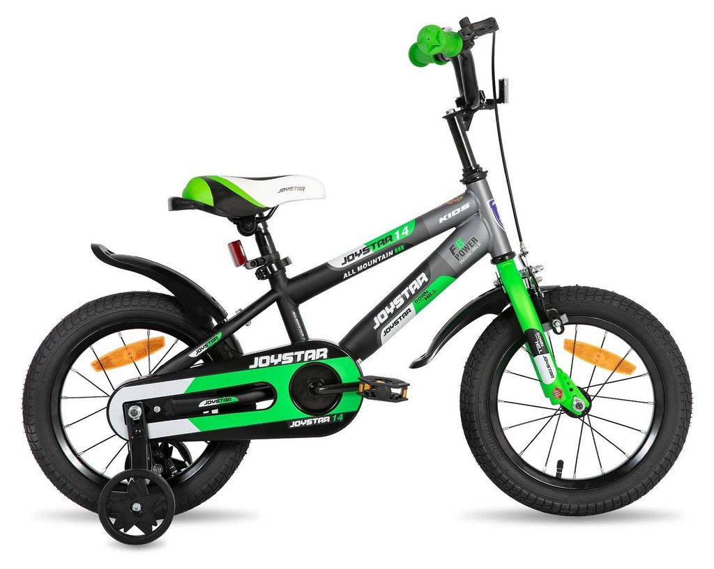 Kinderfahrrad 30 cm für Jungen und Mädchen - Fahrrad mit Stützrädern - 2 Räder - Metallrahmen - Grün
