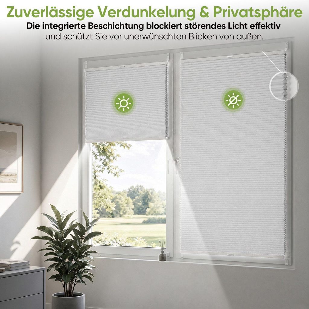 Wabenplissee Klemmfix ohne Bohren Thermo Plissee verspannt
