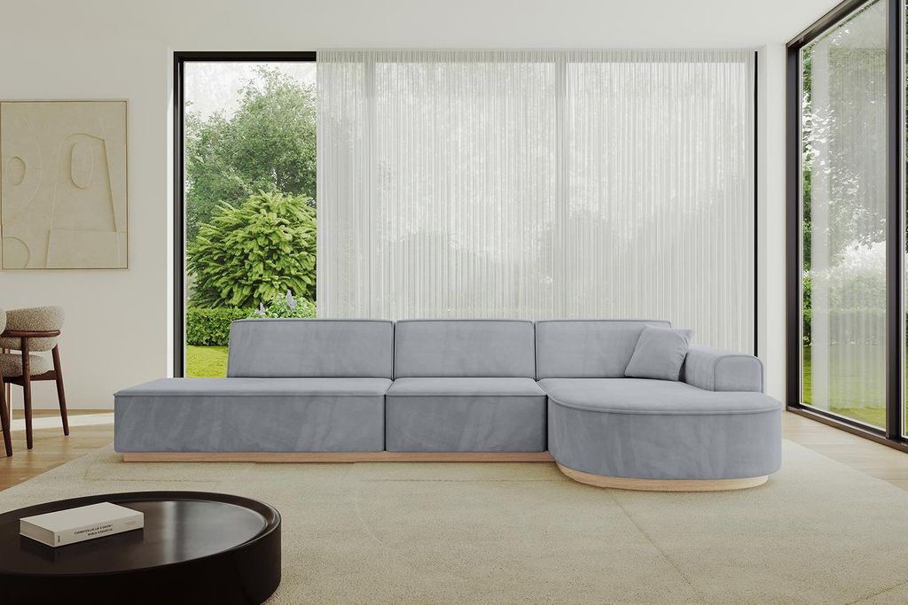 ALTDECOR Ecksofa in L-Form ARRIO-L2 - 328x171x83 cm Hellgrau - Corner Sofa Bett Eckcouch Couch Wohnlandschaft Cauchsofa