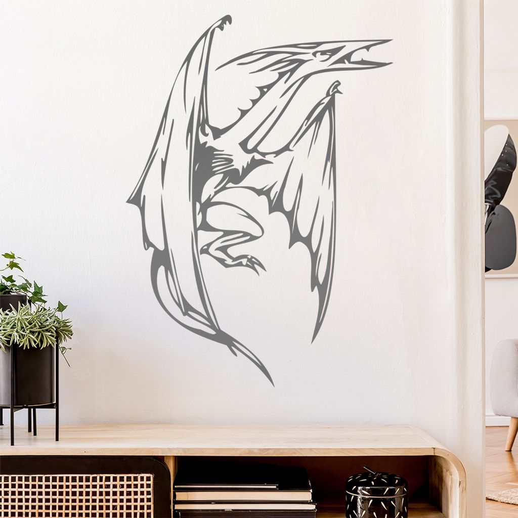 Urzeit Drache Wandtattoo in 6 Größen - Wandaufkleber Wall Sticker - Dekoration, Küche, Wohnzimmer, Schlafzimmer, Badezimmer