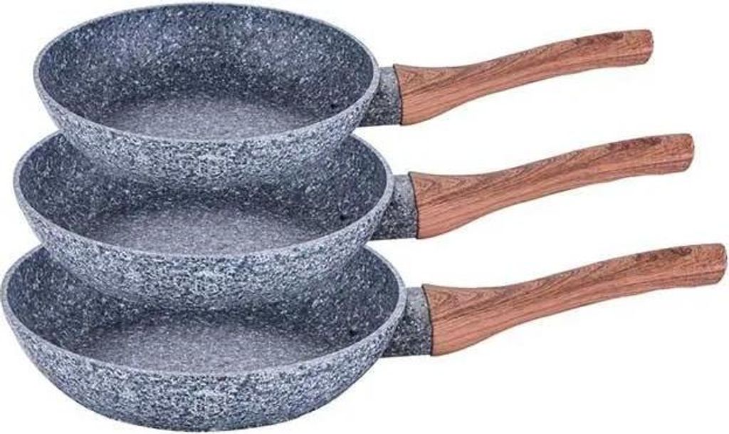 BERLINGER HAUS Bratpfannen Set 3 Teile Granit Grau