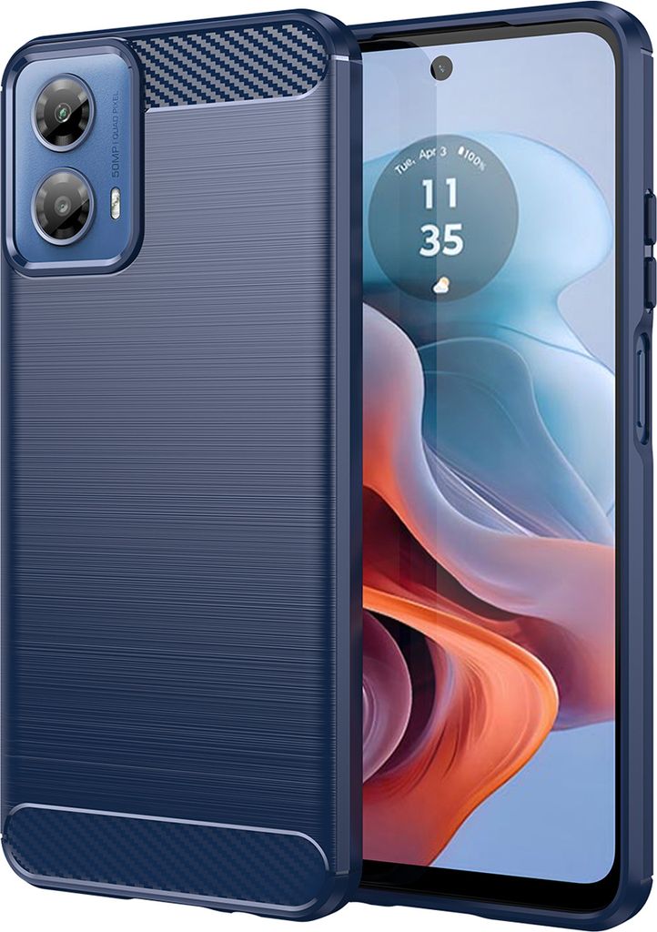 Hülle für Motorola Moto G34 Carbon-Faser Weich TPU Silikon Produktbild 