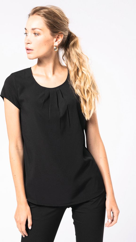 Kariban Kurzarm-Kreppbluse für Damen