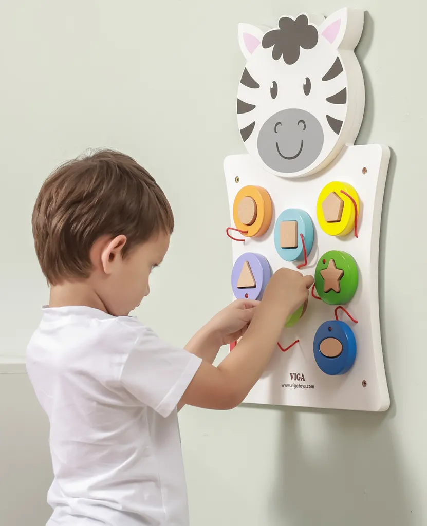 Tableau d'Éveil Mural en Bois pour Apprendre les Formes et Couleurs - 6