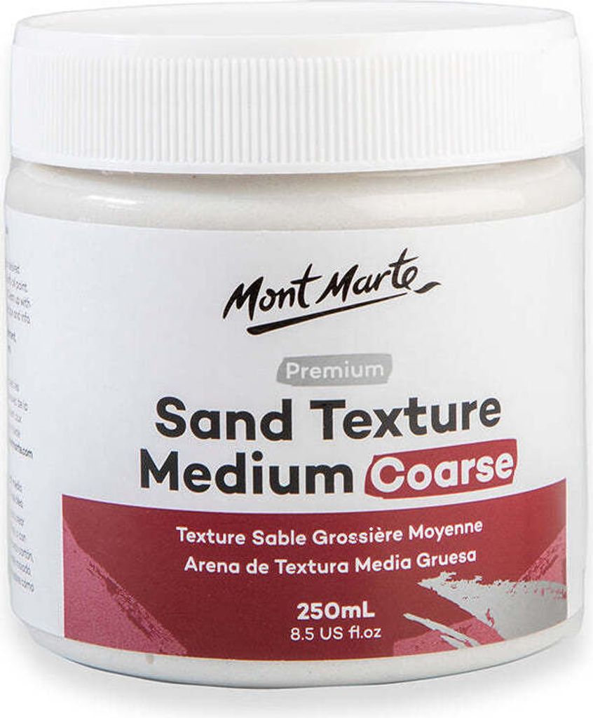 Mont Marte PREMIUM Strukturpaste Grob 250ml - Weiß Sand Textur Paste, Acryl oder Ölfarben Medium- Perfekt für 3D Effekte & Strukturen,Schnelltro...