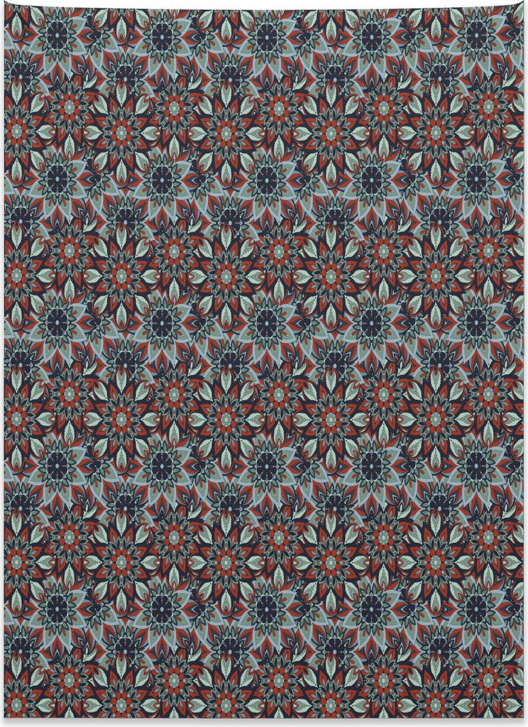 Abakuhaus Ottomane Wandteppich, Vintage Floral Folk aus Weiches Mikrofaser Stoff Kein Verblassen Klare Farben Waschbar, 110 x 150 cm, Mehrfarbig
