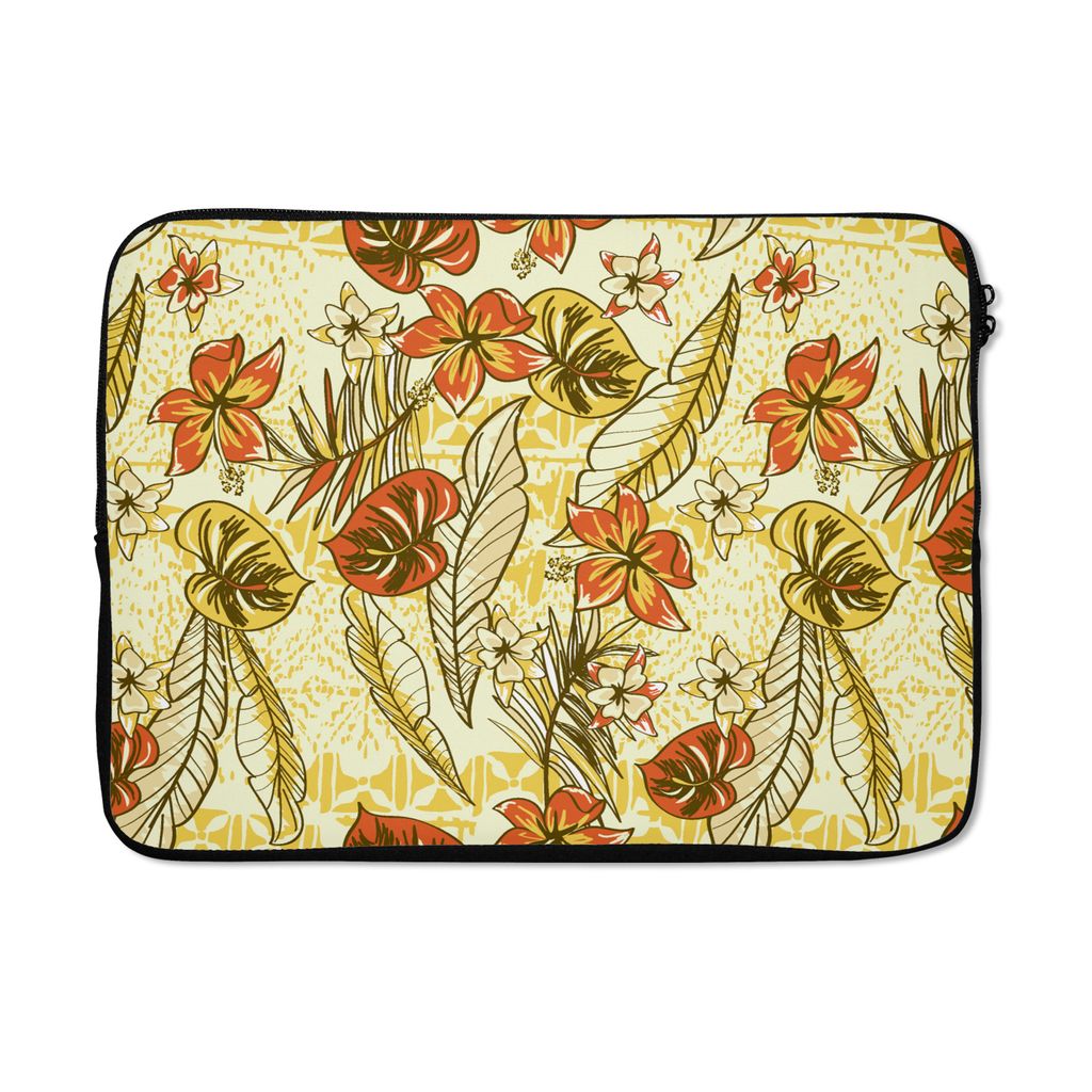 MuchoWow Laptop Hülle 13 Zoll Vintage - Blumen - Blätter - Hawaii - Muster Laptoptasche - Laptophülle - Sleeve - Rundumschutz