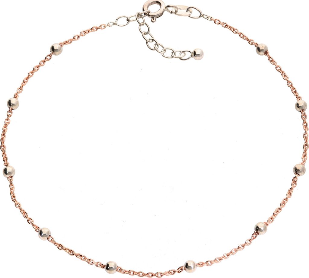 Fußkettchen Anker mit Kugel Silber 925 rose' 26,5 cm verstellbar