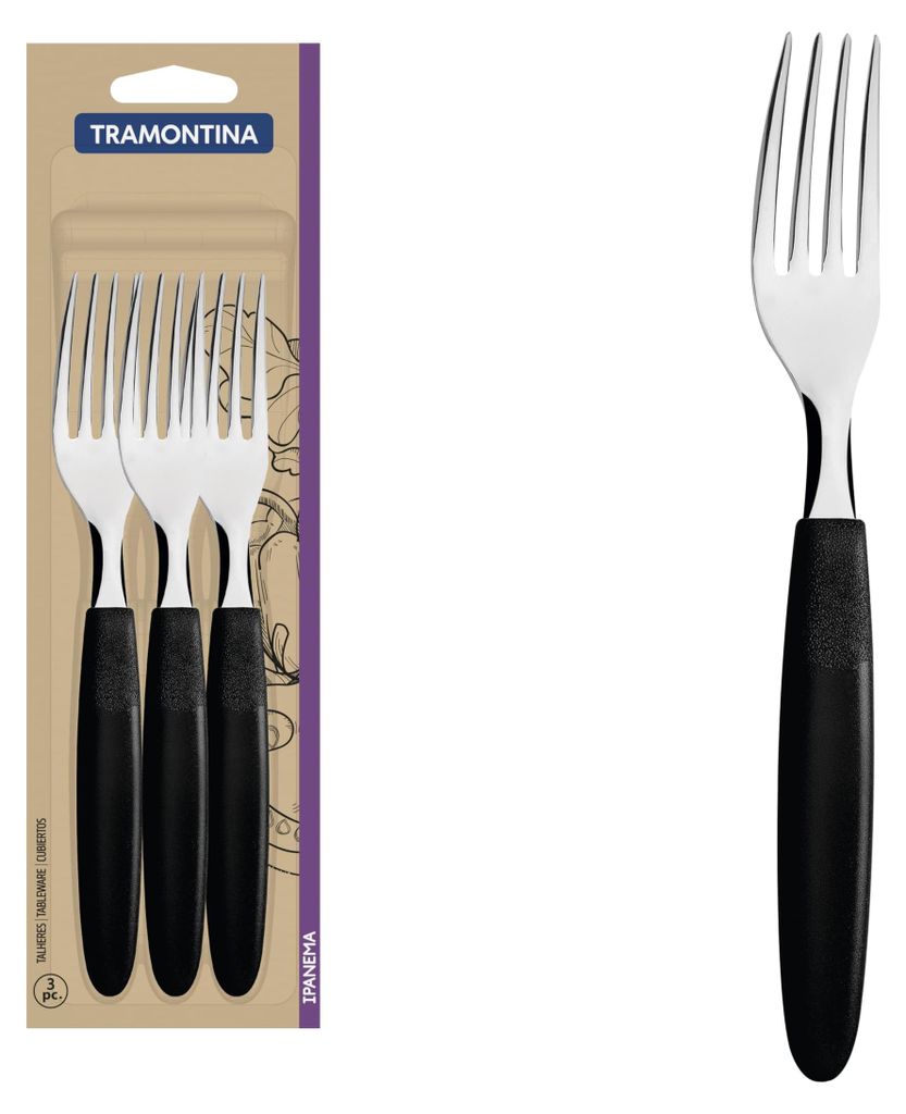 Tramontina IPANEMA 3-tlg Gabelset Edelstahl ergonomisch Produktbild 
