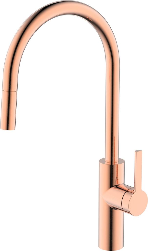 Caressi Eco Keukenmengkraan rond met koude start en uittrekbare uitloop copper