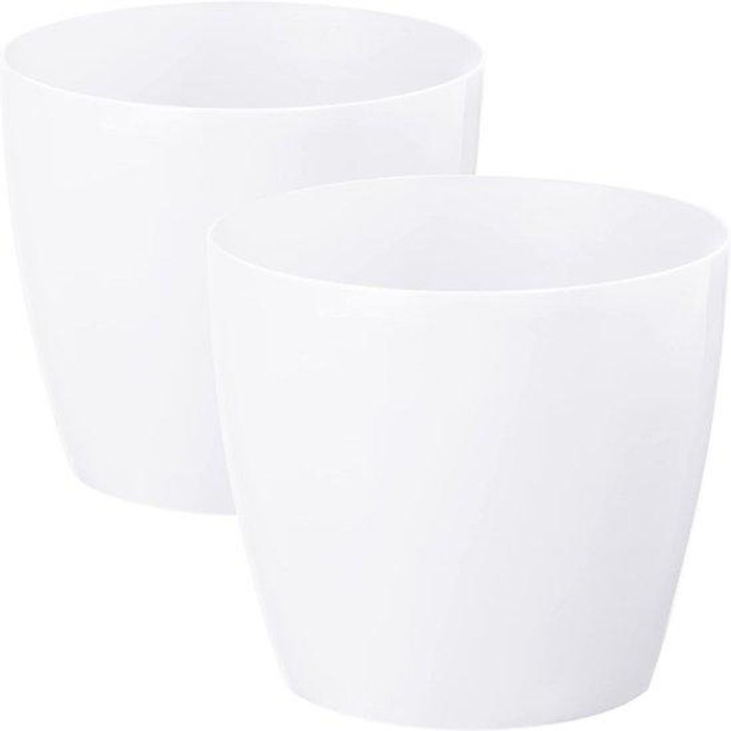 Kunststof bloempotten set 2 stuks 30 cm doorsnede ideal voor kruiden en planten.