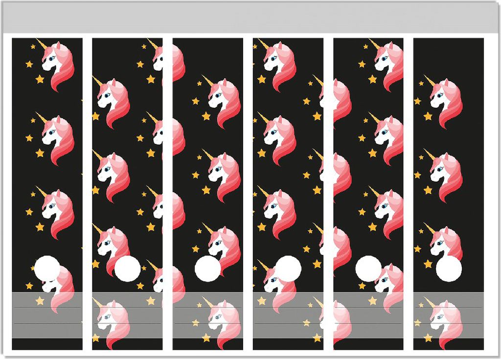 Wallario Ordnerrücken Sticker, selbstklebend für breite Ordner, 6 Stück, Motiv Einhorn Muster - Süße rosa Einhörner mit Sternen