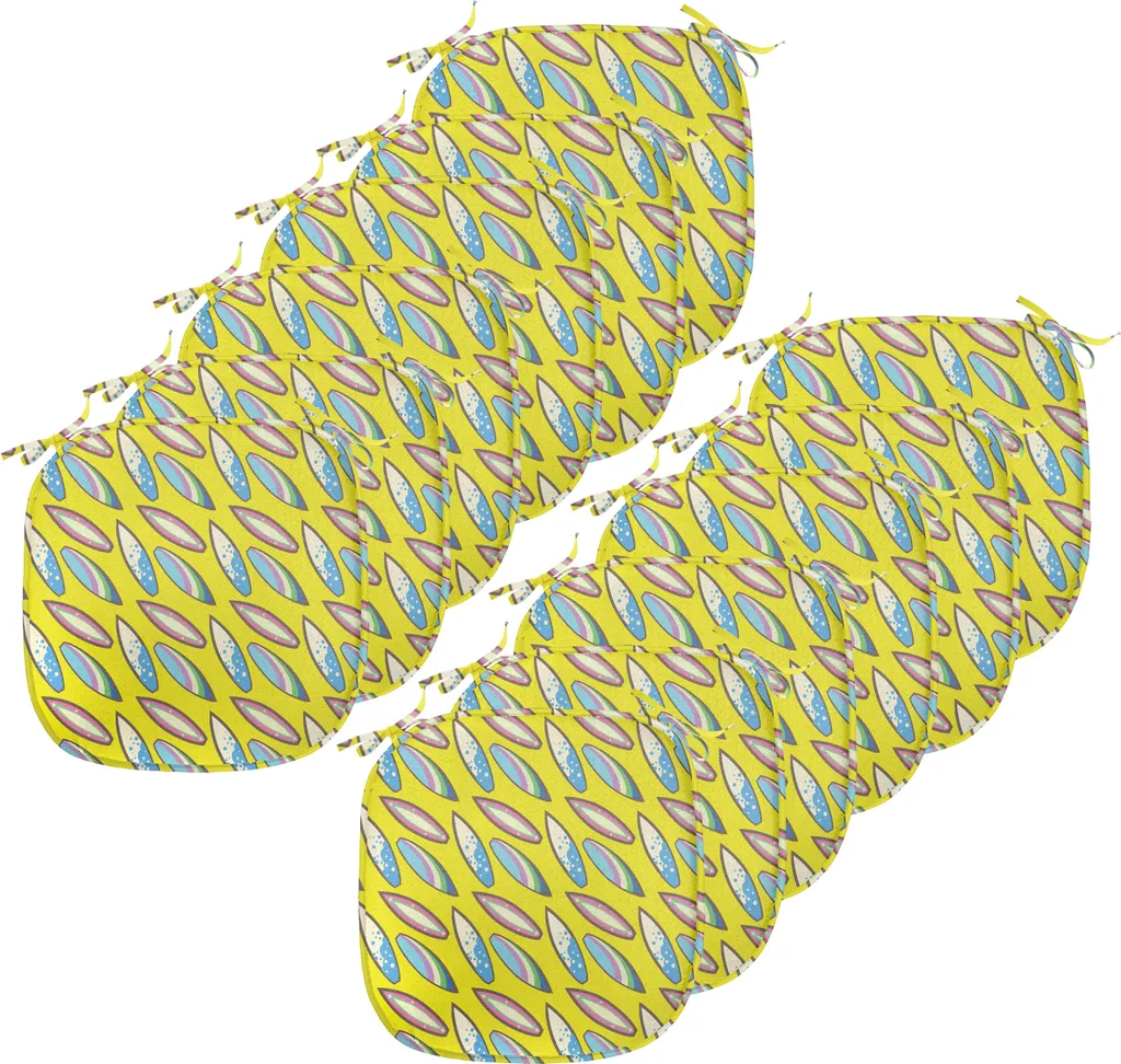 ABAKUHAUS Imbottitura per sedie da sala da pranzo, hobby estivi, cuscino decorativo impermeabile con cinturini per sedie da cucina, 40 cm x 40 cm - confezione da 12, giallo blu