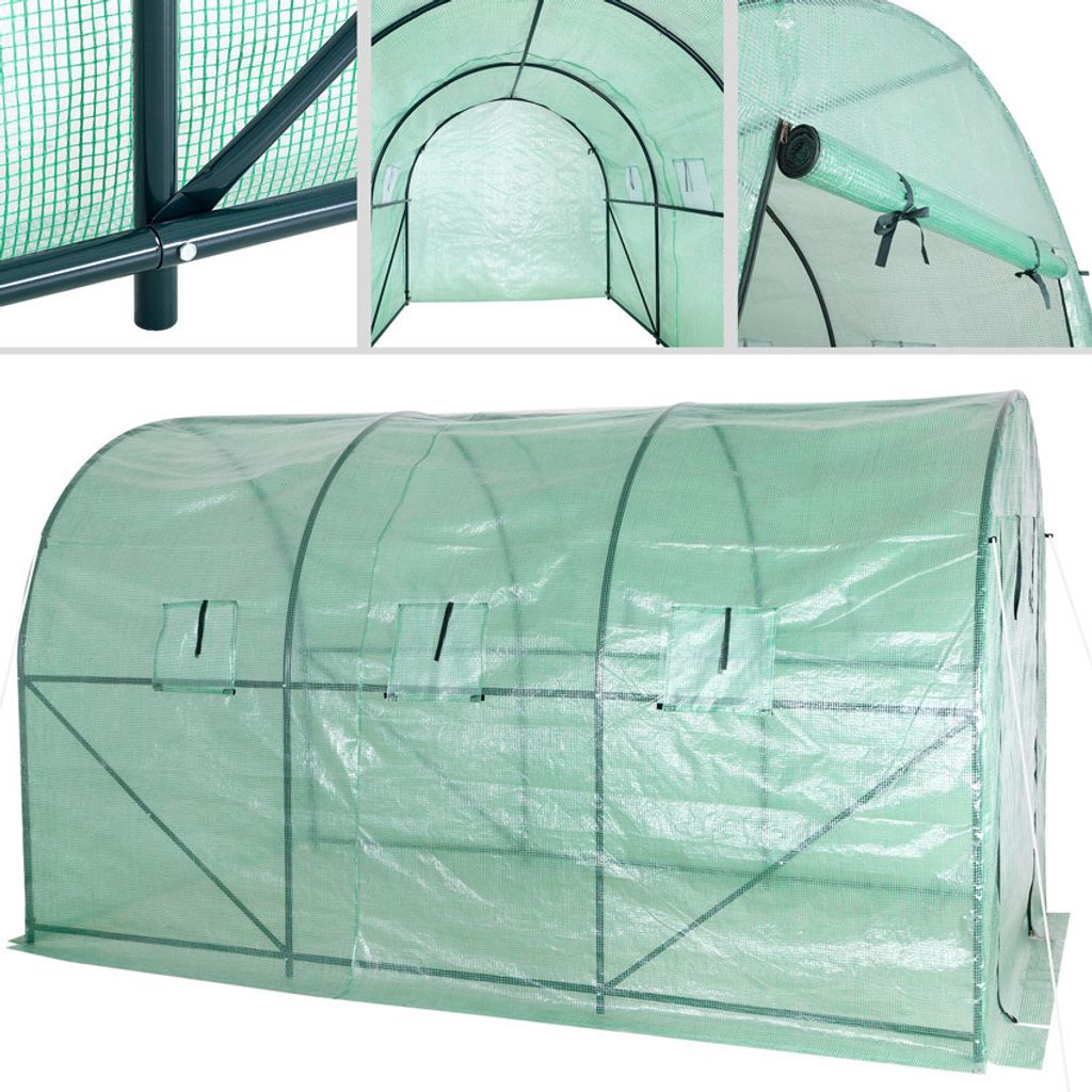 GARDEBRUK® Foliengewächshaus 7m² aufrollbare Tür 6 Fenster Produktbild 5