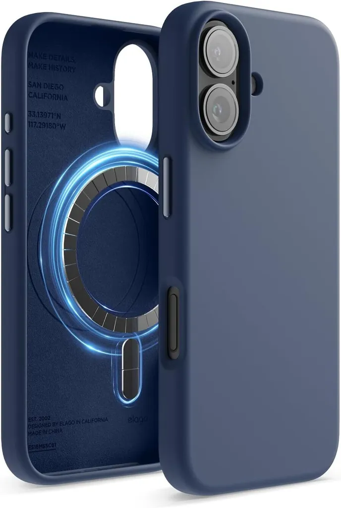Cover elago MagSafe iPhone 16 Silicone Jean Indigo - Protezione Premium