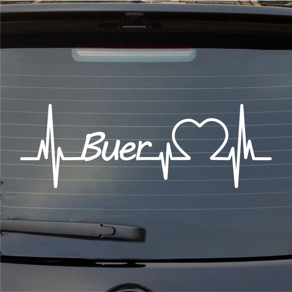 Heckscheibenaufkleber Buer Herzschlag Puls Stadt Liebe 55x18 cm Weiss Matt Auto Aufkleber Sticker