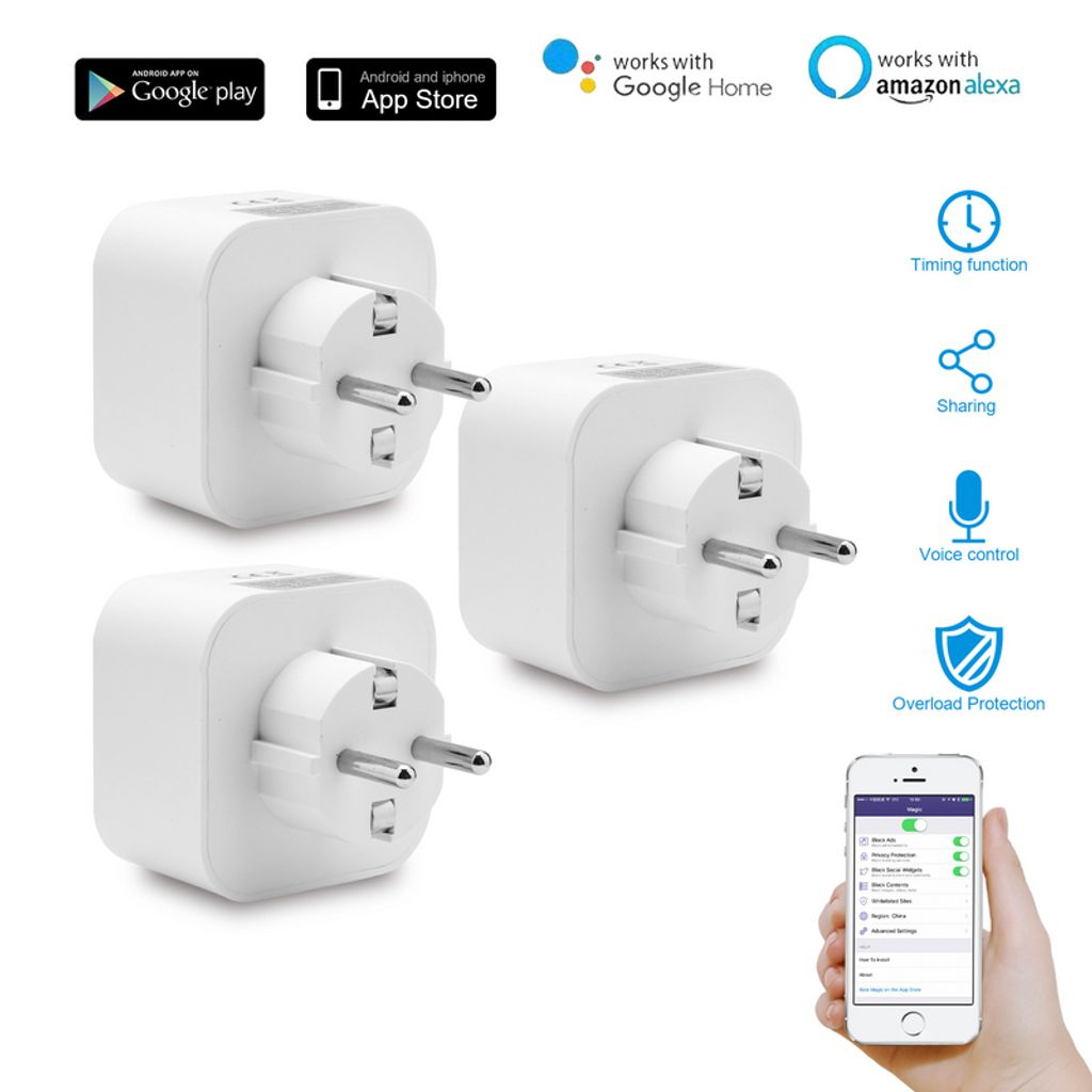 Smart Steckdose Android für Google Home Timer Wifi 16A Home Socket iOS App 1-4X 