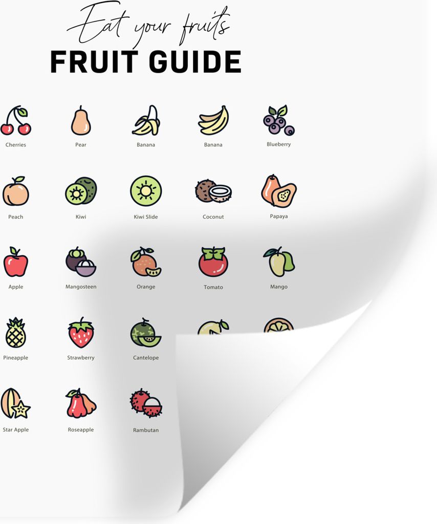 MuchoWow Wandtattoo Wandsticker Wandaufkleber Küche - Obst - Lebensmittel 100x100 cm Selbstklebend und Repositionierbar - Wierderverwendbar - Se...