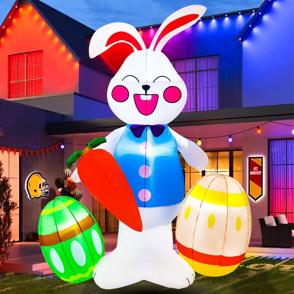 Lapin de Pâques gonflable (1,80 m) avec lumières LED Image du produit 