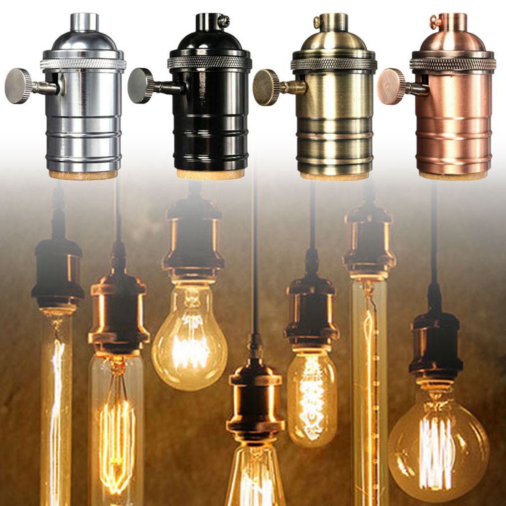 E27 Vintage-Retro-Edison-Schraubsockel-Lampenfassung Leuchte Mit Schalter