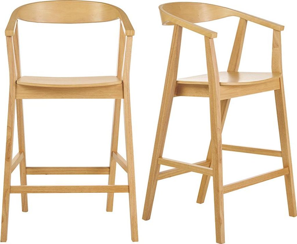 Miliboo - Skandinavische Barhocker aus hellem Holz (2er-Set) BAHIA