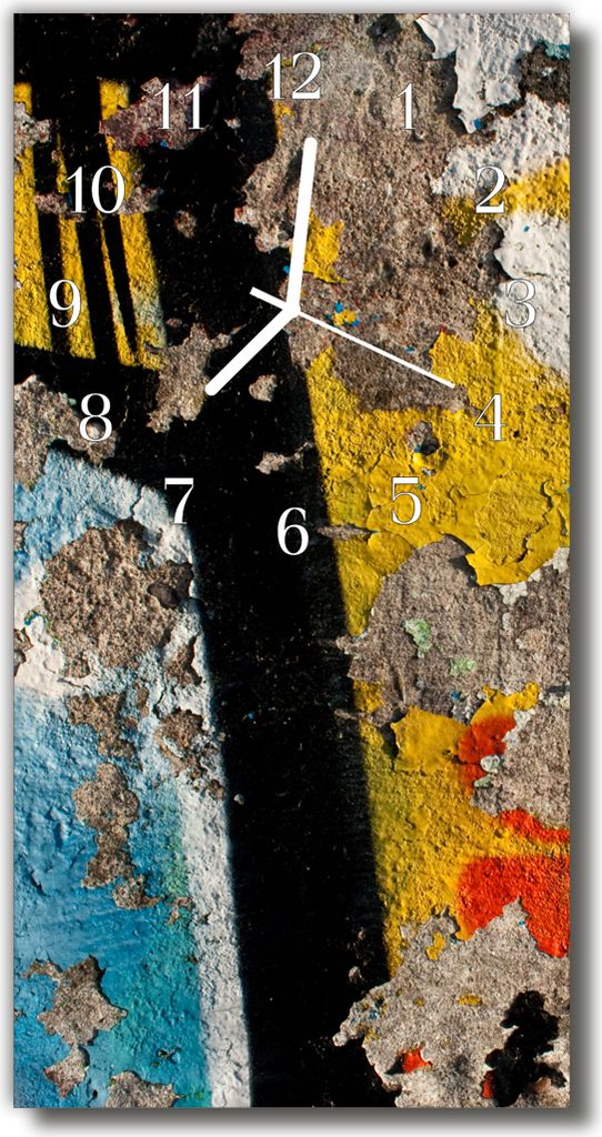 Tulup Glasuhr Wanduhr Küchenuhr Echt-Glas 30x60 Bruchfläche Mehrfarbig