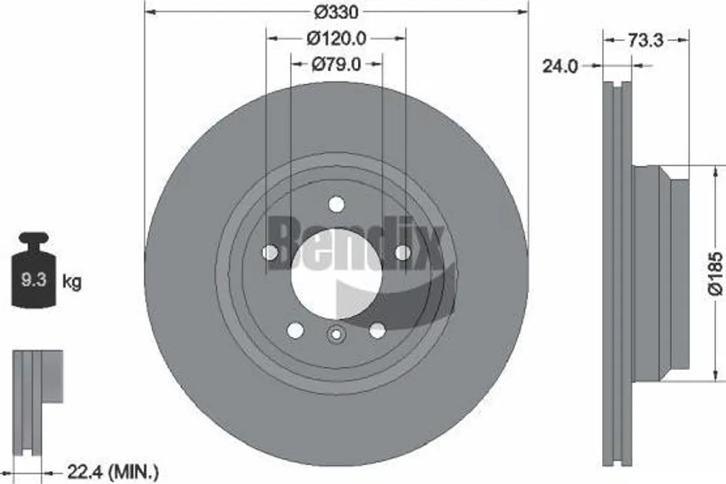 Disque de frein BENDIX BDS1212HC OE 34116764645 pour BMW Série 1 et 3