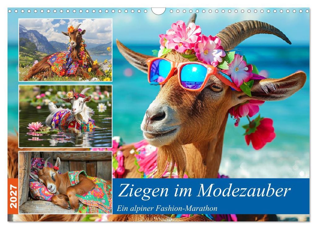 Ziegen im Modezauber. Ein alpiner Fashion-Marathon (Wandkalender 2027 DIN A3 quer), CALVENDO Monatskalender