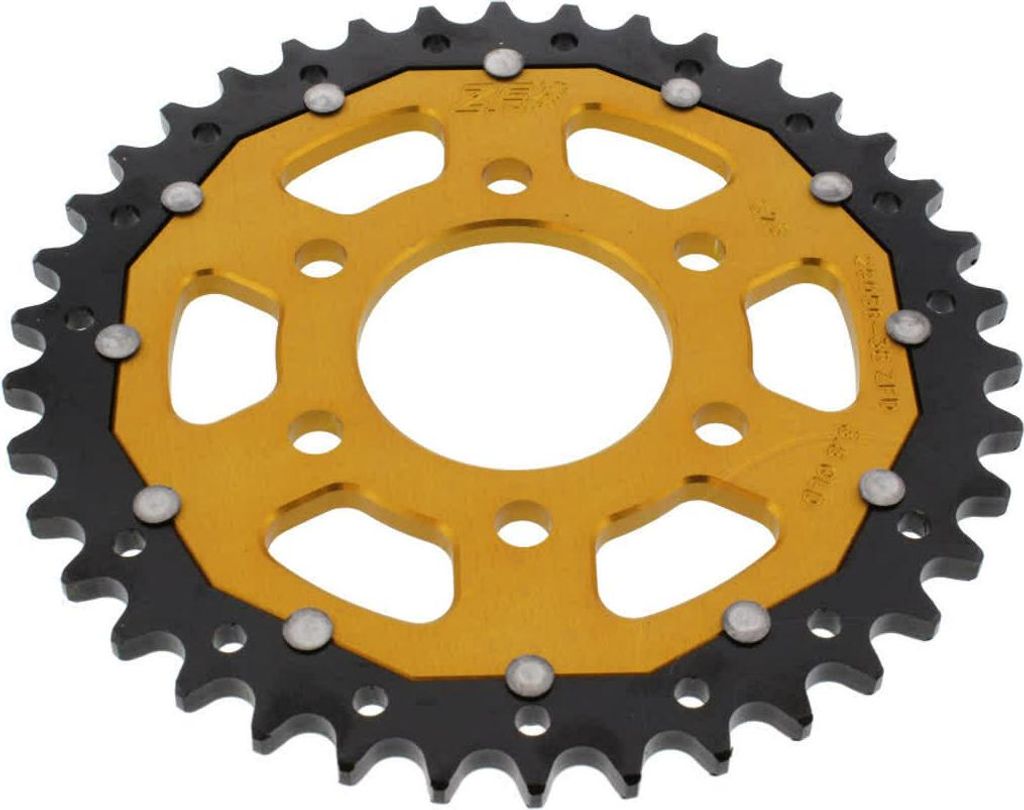ZF Krone 38 Zähne Teilung 525 Gold Schwarz Dual für Royal Enfield HIMALAYAN 411