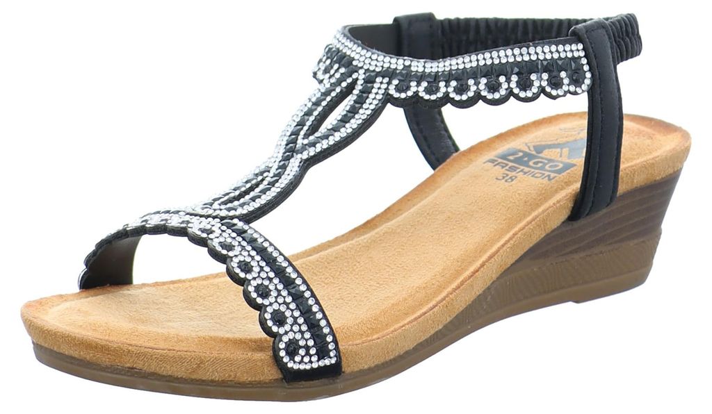 2GO FASHION Keilsandaletten Damen 32303832373635 Schwarz 38 EU