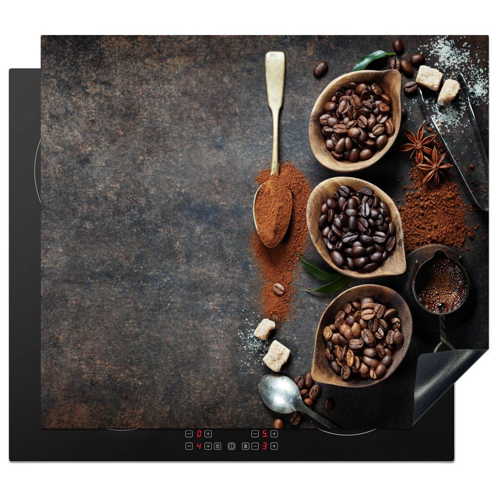 KitchenYeah Herdabdeckplatte Stilleben - Kaffee - Kaffeebohnen , 58x51cm, Küche Deko, Glaskeramikkochfeld Herdabdeckung, Abdeckplatte fùr Kochfeld