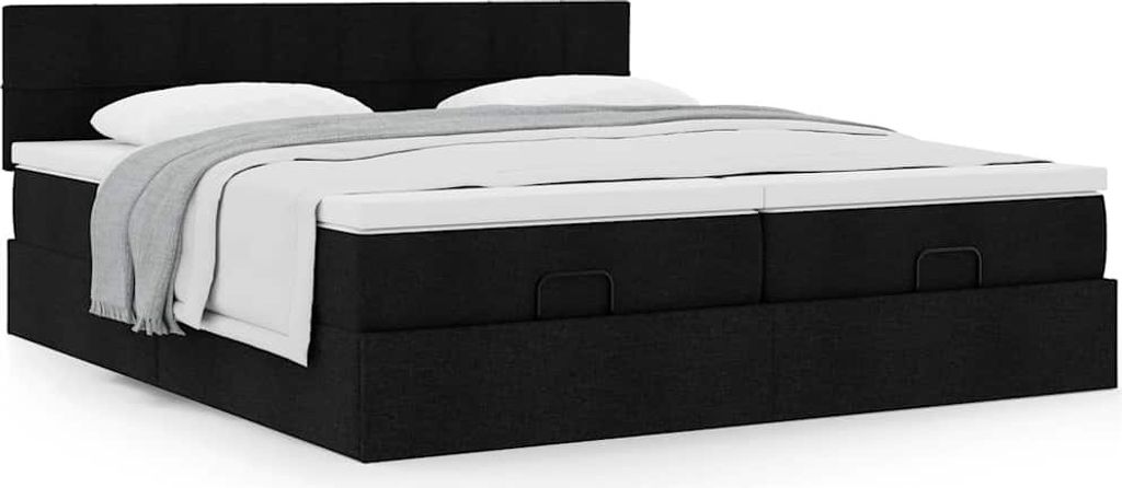 Maison Exclusive - Ottoman-Bett mit Matratzen Schwarz 180x200 cm Stoff